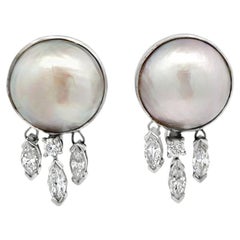 Mabe Pearl and Diamond Earrings