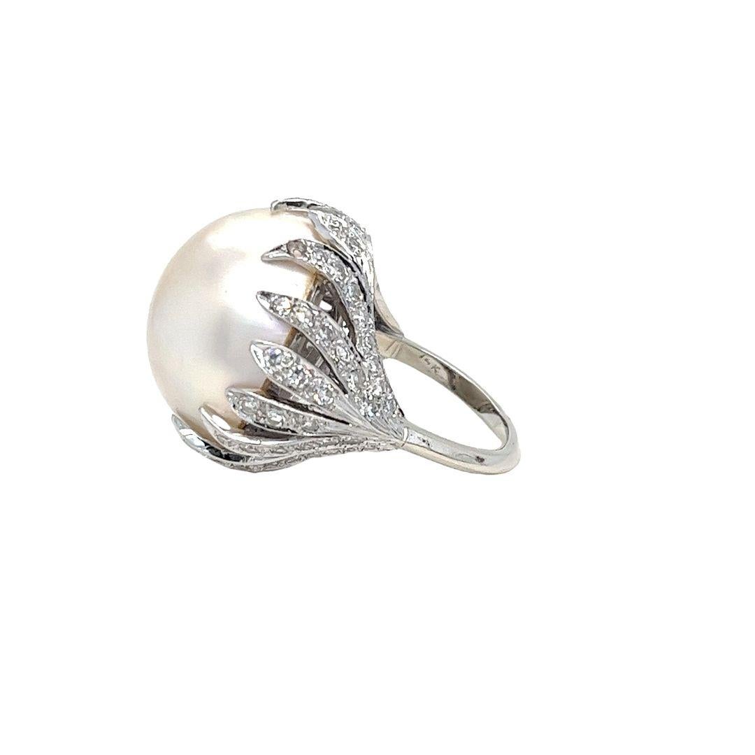 Women's Mabe Pearl and Diamond Flame Cocktail Ring