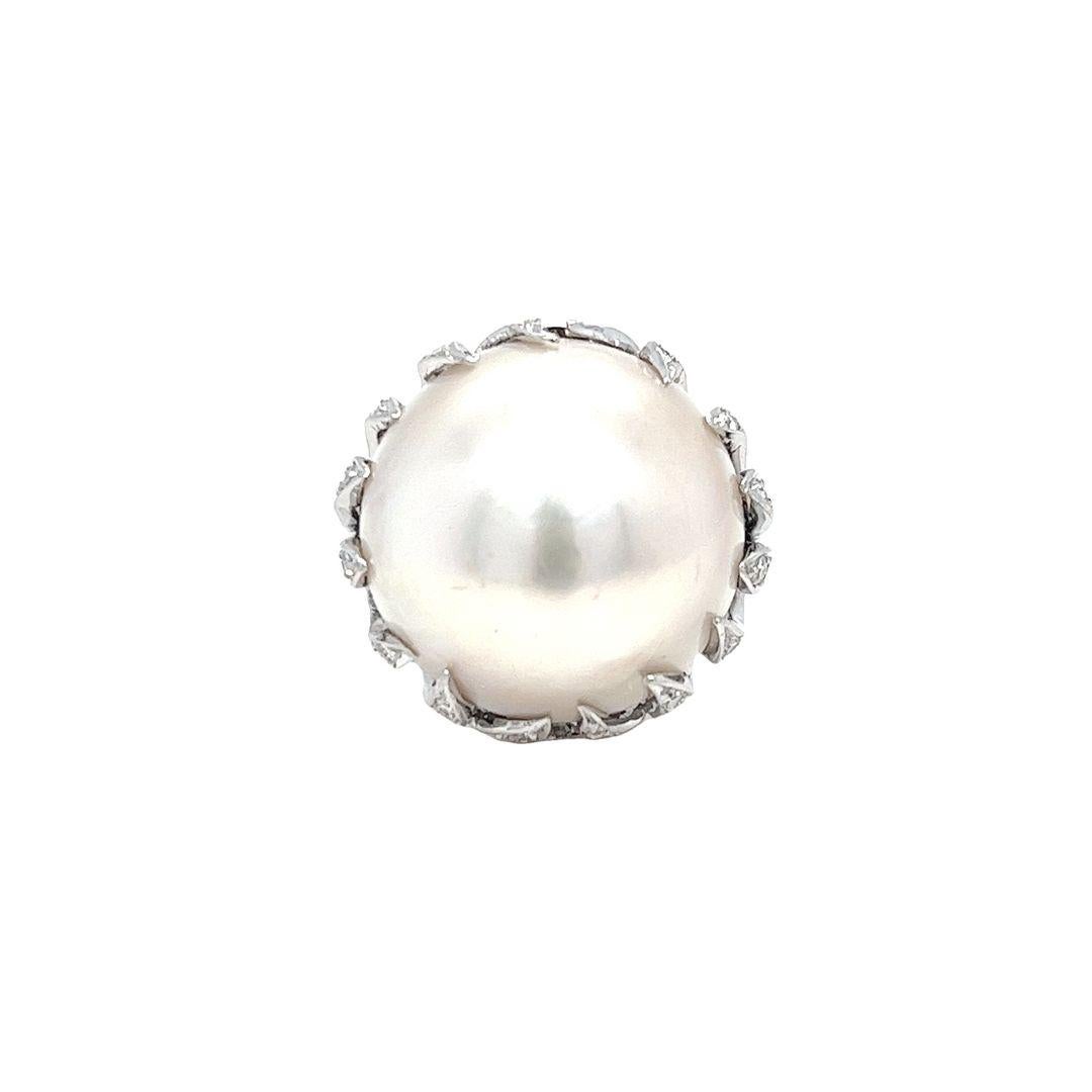 Mabe Pearl and Diamond Flame Cocktail Ring 1