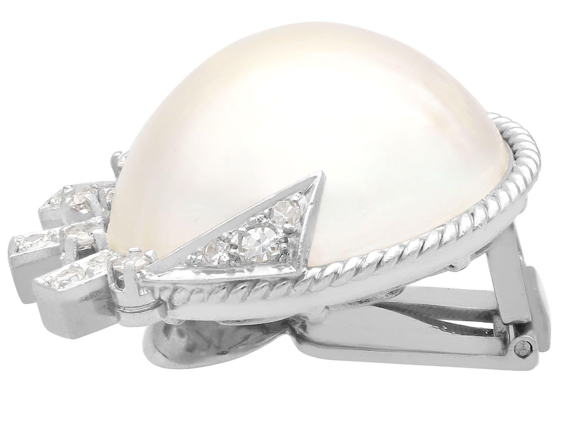 Mabe Perlen- und Diamant-Ohrringe aus Weißgold im Zustand „Hervorragend“ im Angebot in Jesmond, Newcastle Upon Tyne