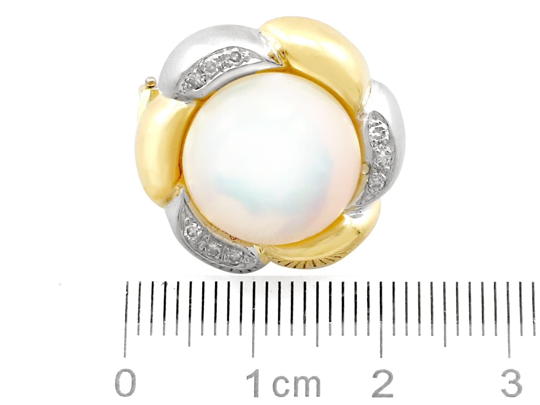 Mabe Pearl and Diamond Yellow Gold Earrings For Sale 1
