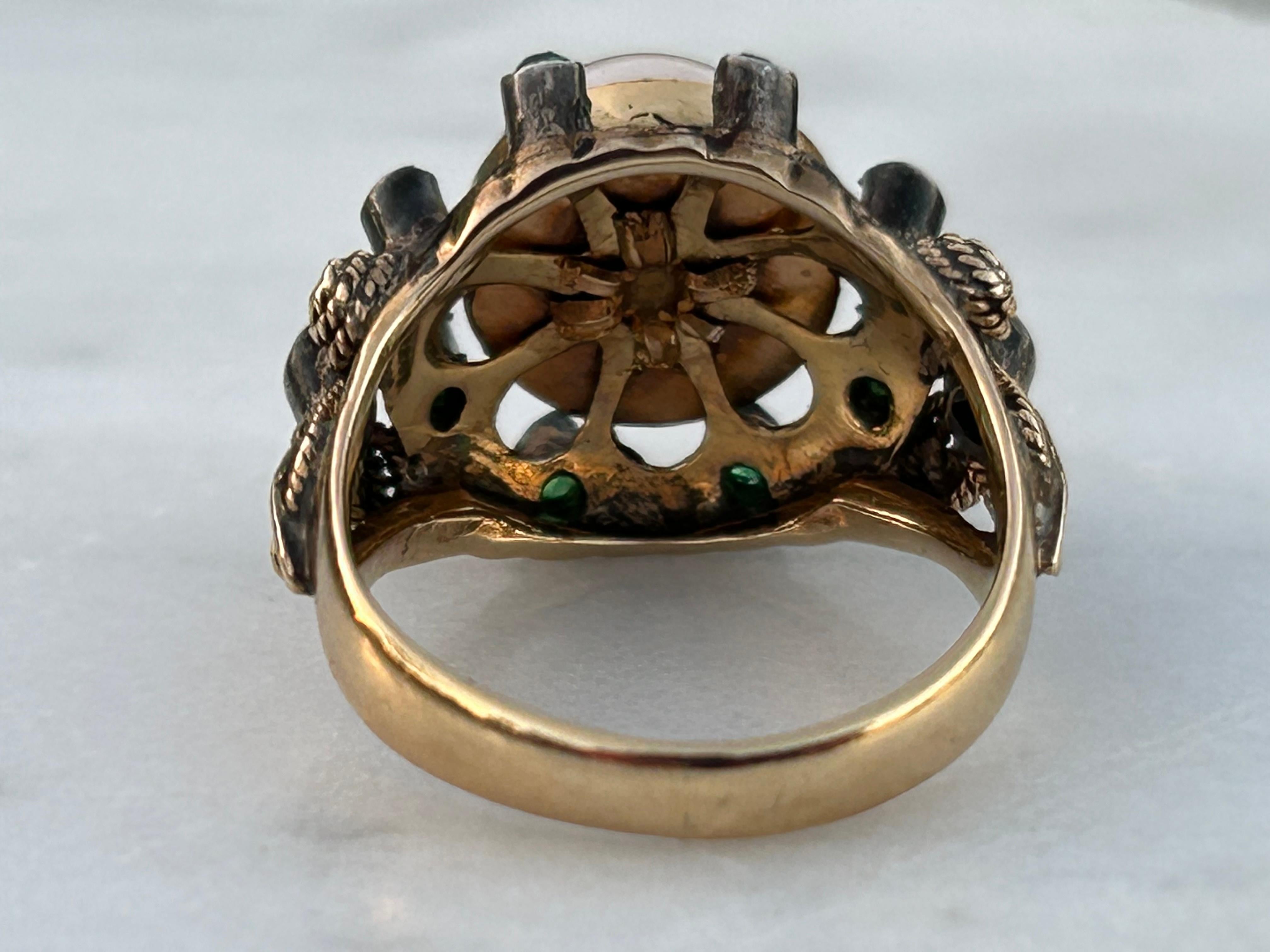 vintage emerald and pearl ring