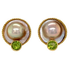 Mabe Pearl and Peridot Earrings