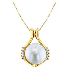 Mabe Pearl & Diamond Accented Necklace