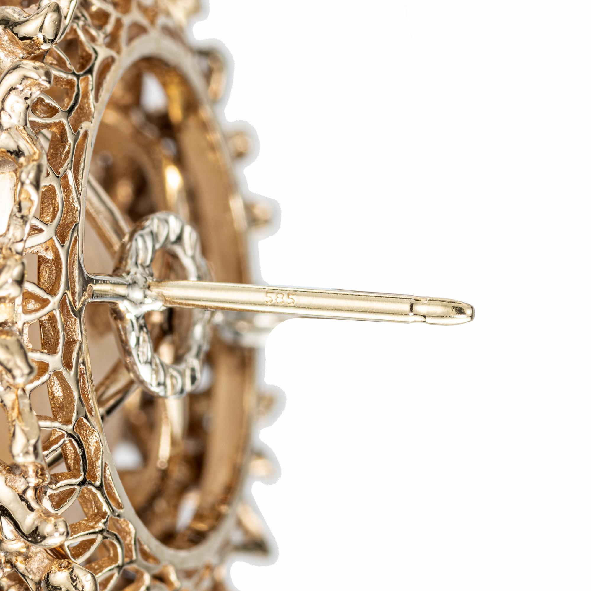 Mabe Perle Diamant Gold Clip Post Ohrringe im Zustand „Gut“ im Angebot in Stamford, CT