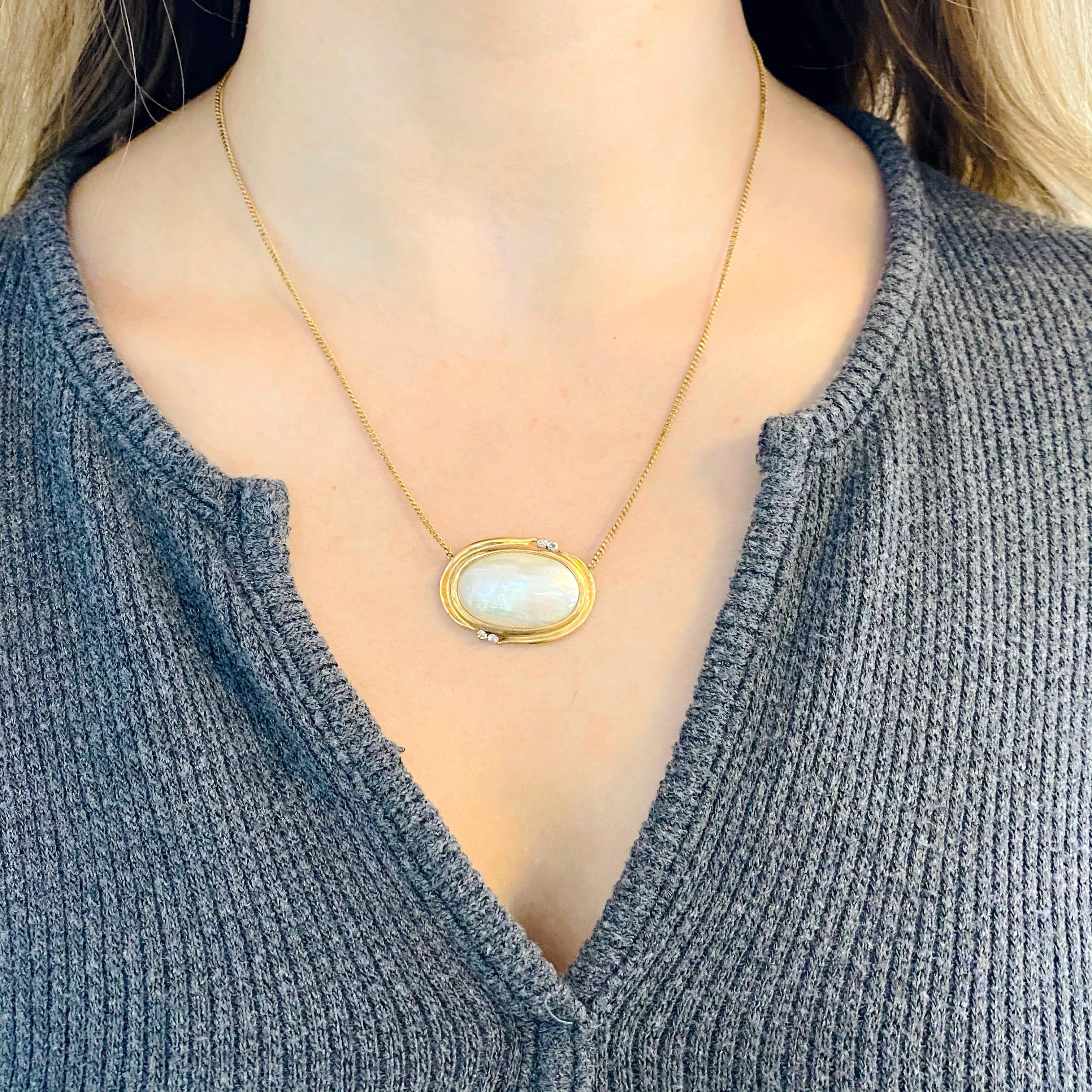 All of our jewelry pieces are skillfully crafted with natural gemstones, The mabe pearl is a beautiful white color and this pearl is extra large, The necklace has four diamonds that accent the pearls nicely.  We pride ourselves in providing