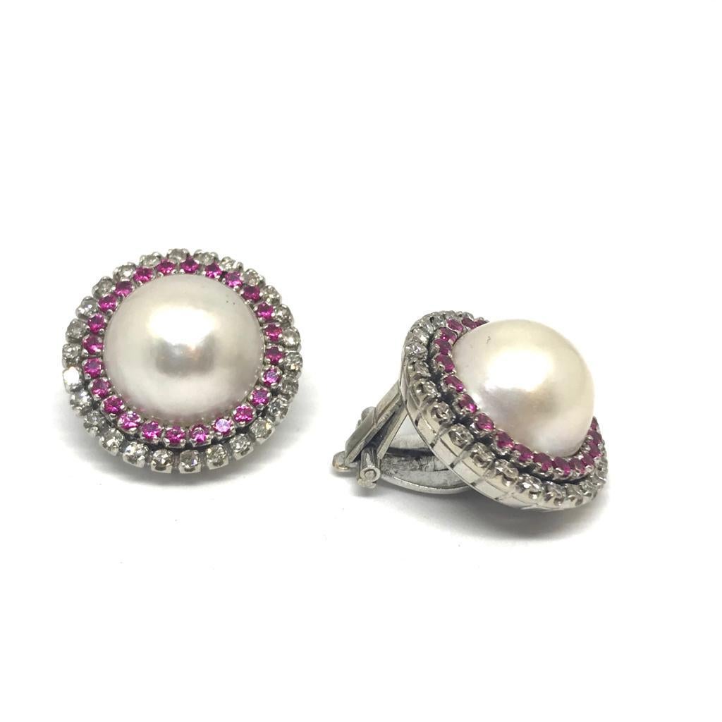 mabe pearl and diamond earrings