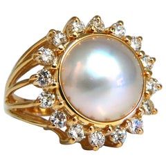 Mabe Pearl Diamonds Ring 14kt