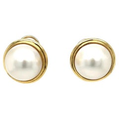 Pendientes Mabe Pearl French Clip Gold Vintage
