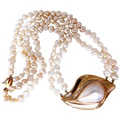 Collana a doppio filo con perle d'acqua dolce Mabe Pearl, 14 carati*