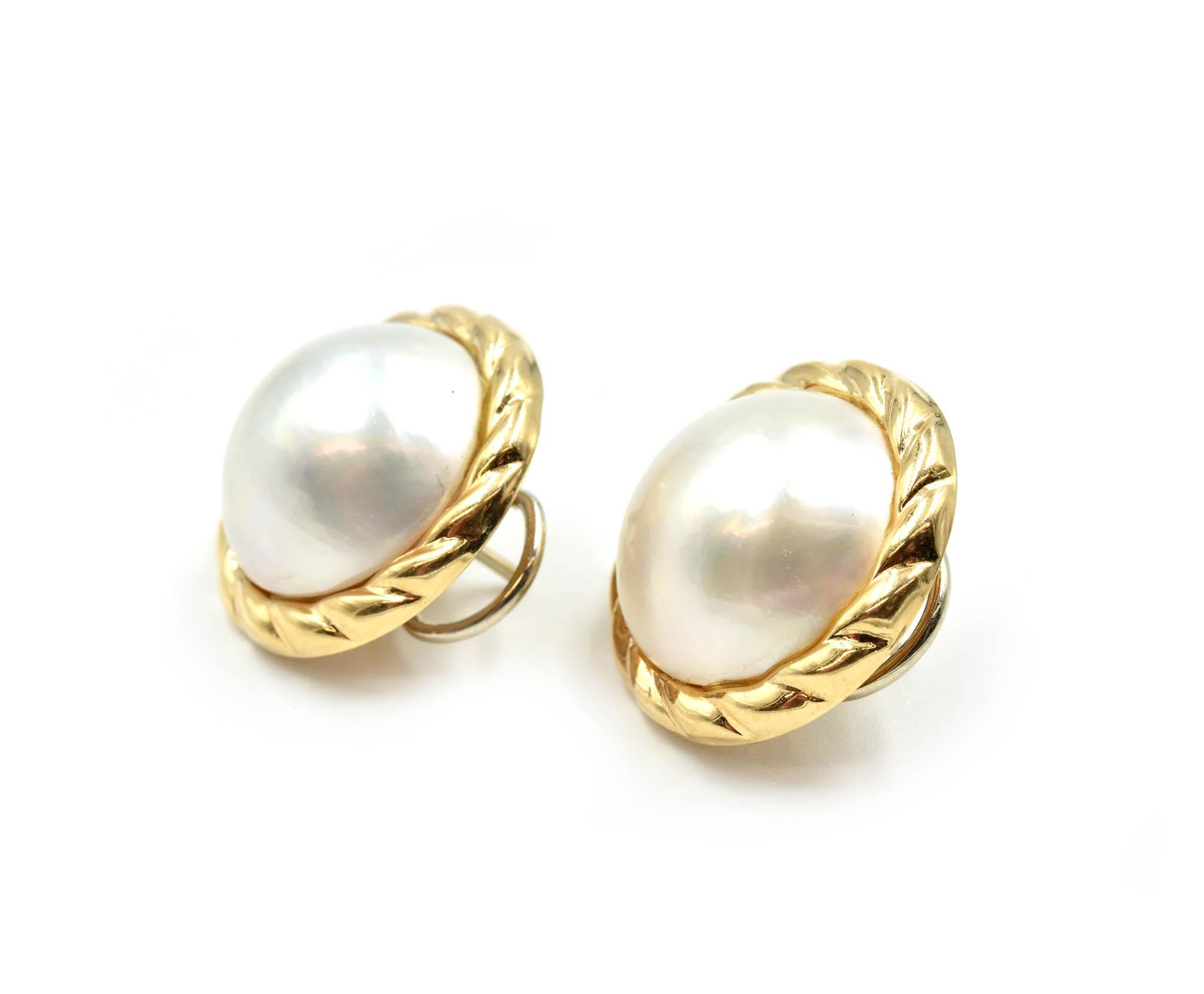 omega back pearl earrings
