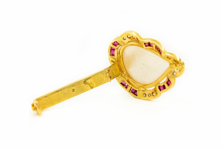 Mabe Pearl Ruby Diamond Gold Ring and Matching Slide Enhancer Pendant