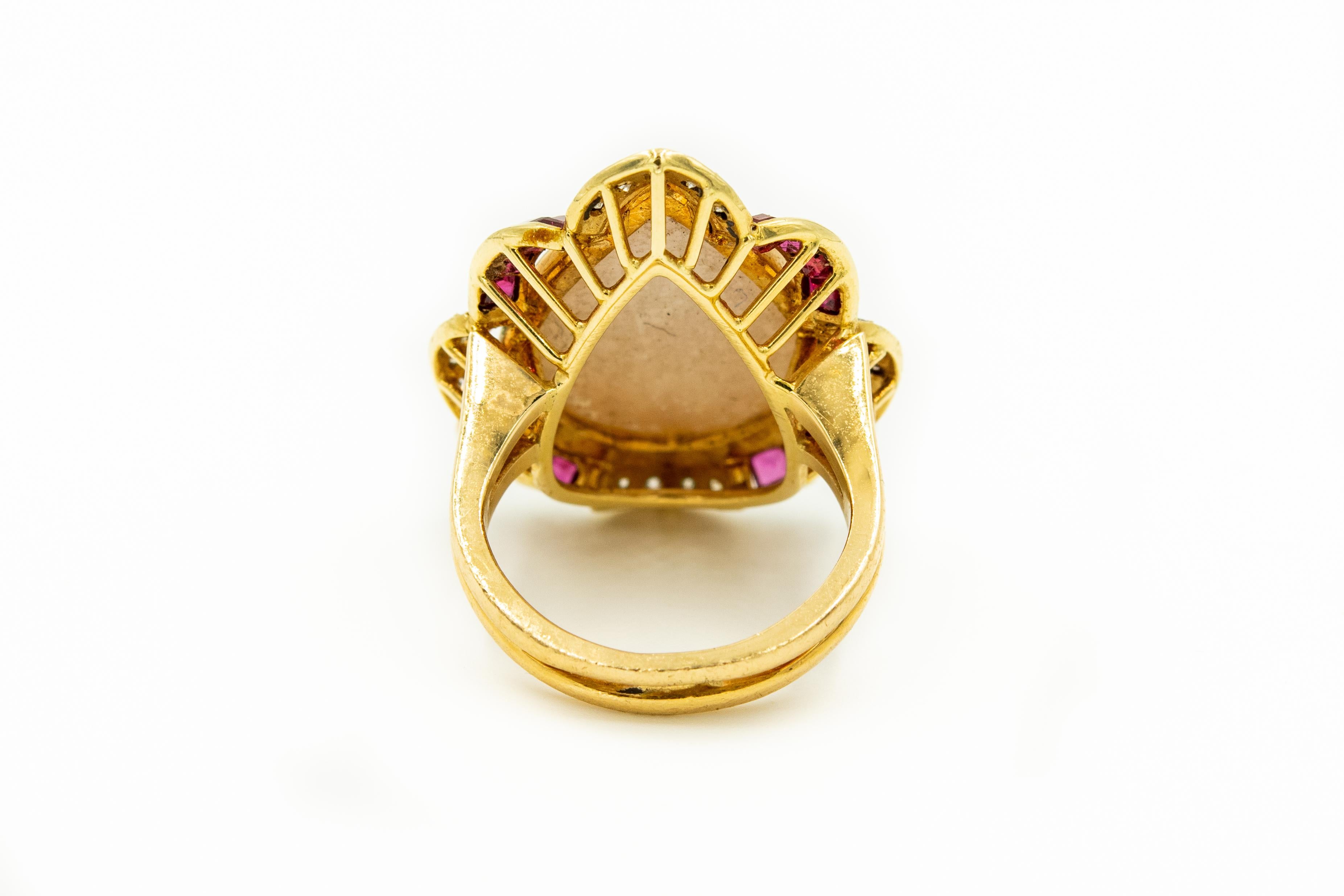 Halskette mit passendem Mabe-Perlen-Rubin-Diamant-Goldring und passendem Slide-Anhänger im Angebot 1