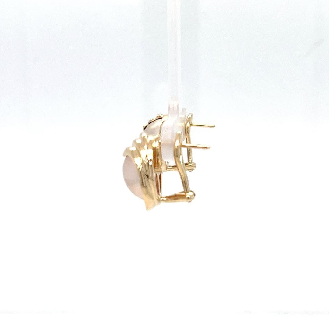 Round Cut Mabe Pearl Stud Earrings with Omega Clip Back For Sale