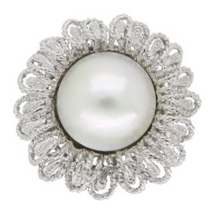 Vintage Mabe Pearl Sunflower Ring in 14 Karat