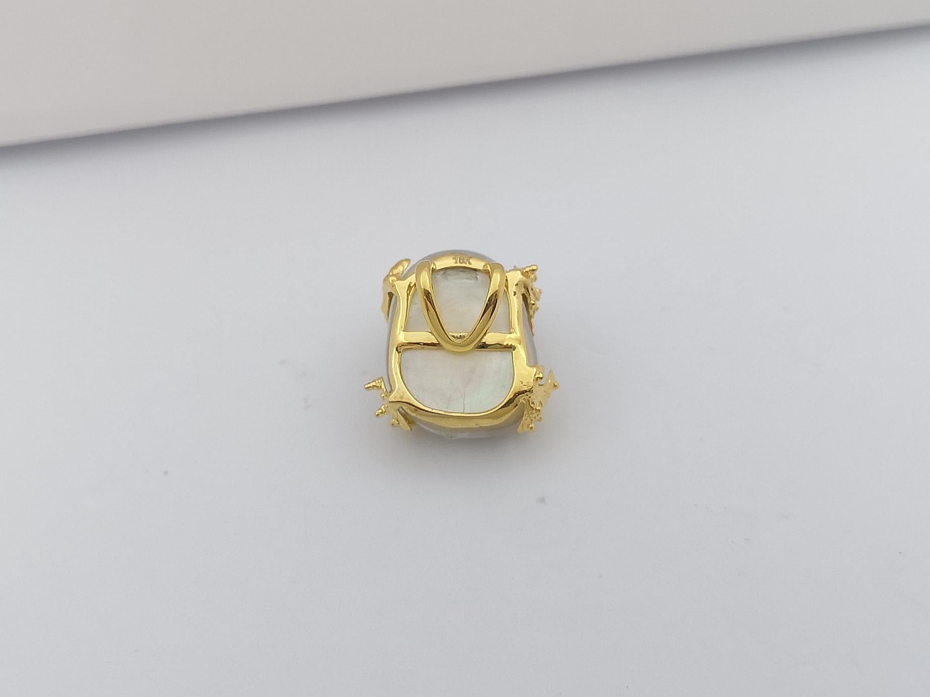Ciondolo con perla Mabe e zaffiro blu incastonato in oro 18 carati in vendita 5