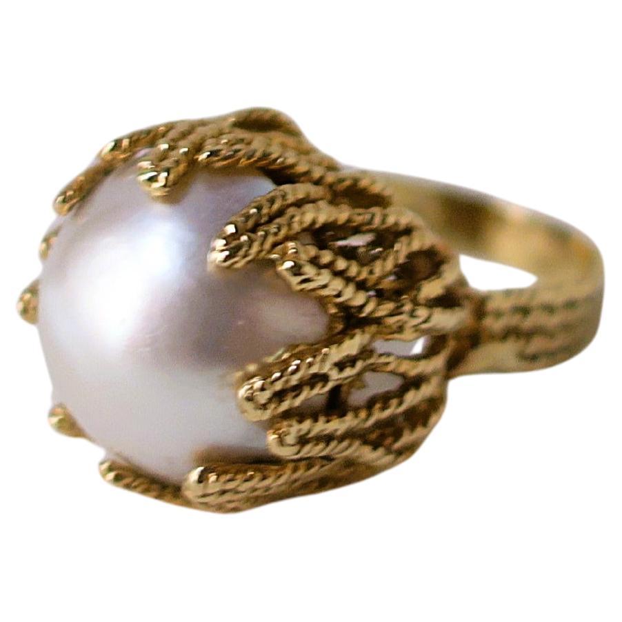 Pearl and Yellow Gold Cocktail Ring