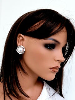 Mabe Pearls 4ct Diamonds Clip Earrings 14kt Gold*