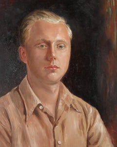 Mabel B. Messer (1874-1950) - Oil, Portrait of a Young Military Soldier