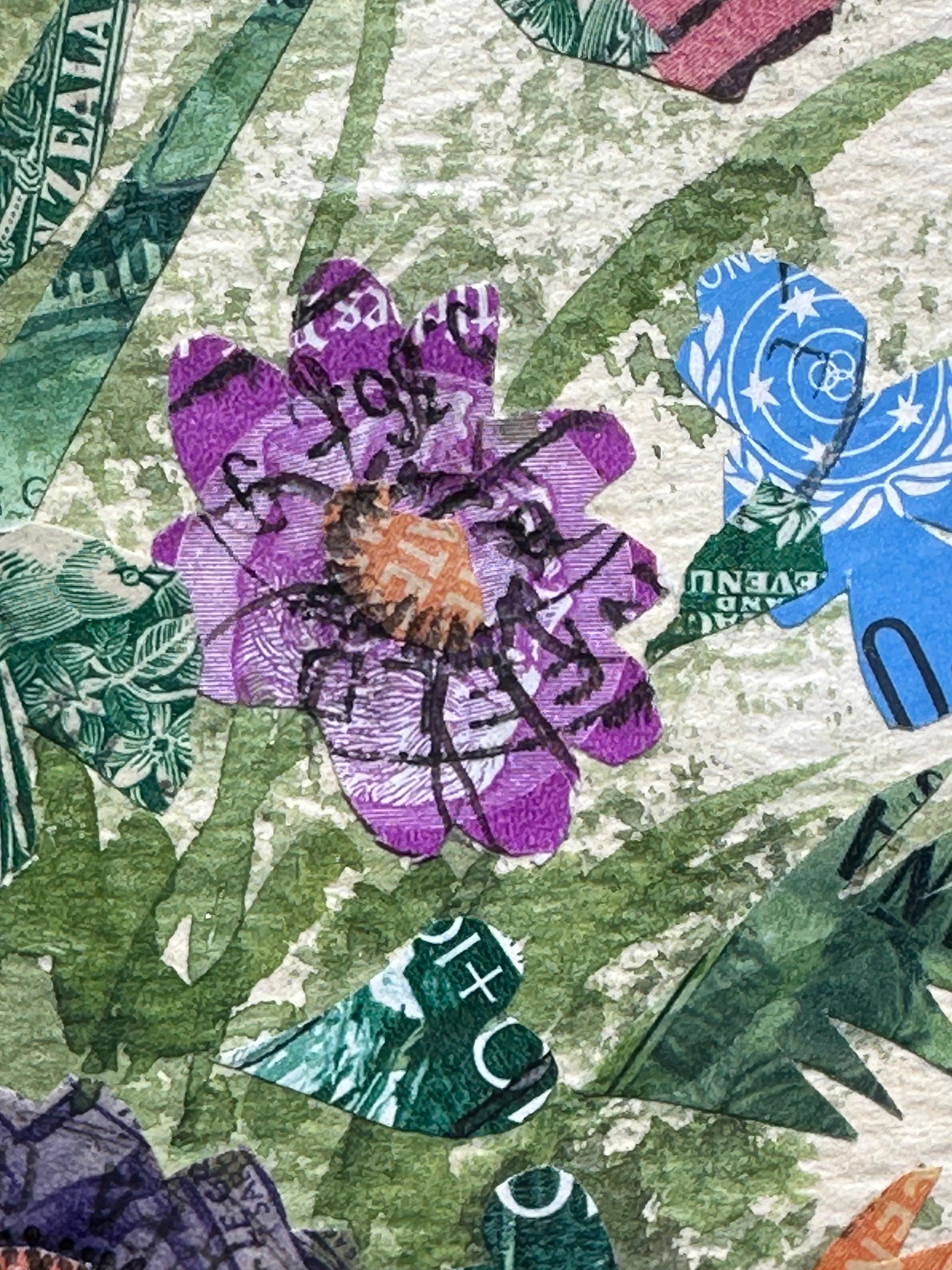 Florales Stillleben Briefmarke Surrealistische Collage Malerei im Angebot 4