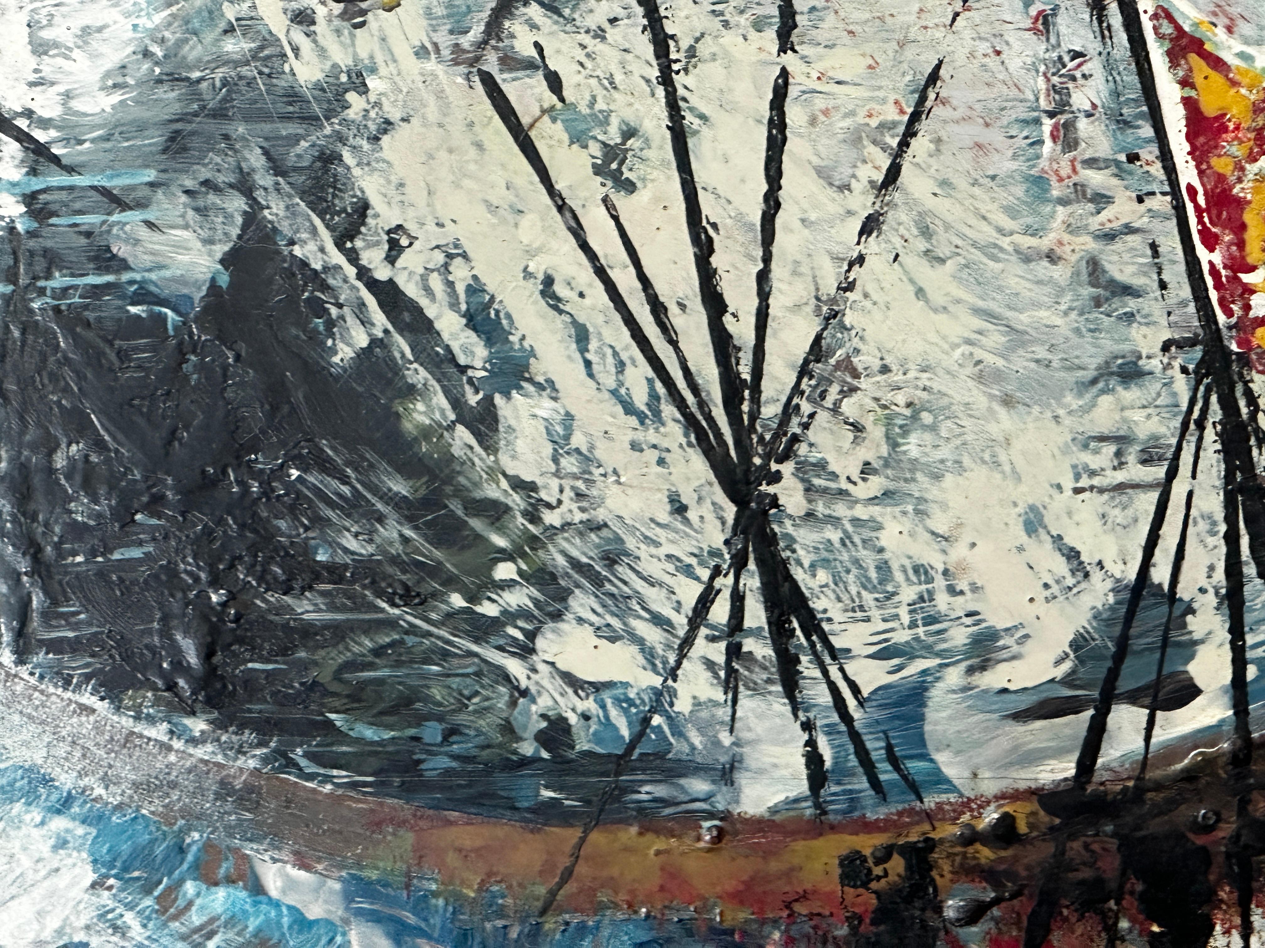 Pintura al óleo expresionista abstracta sobre tabla de Mabel Hutchinson 12