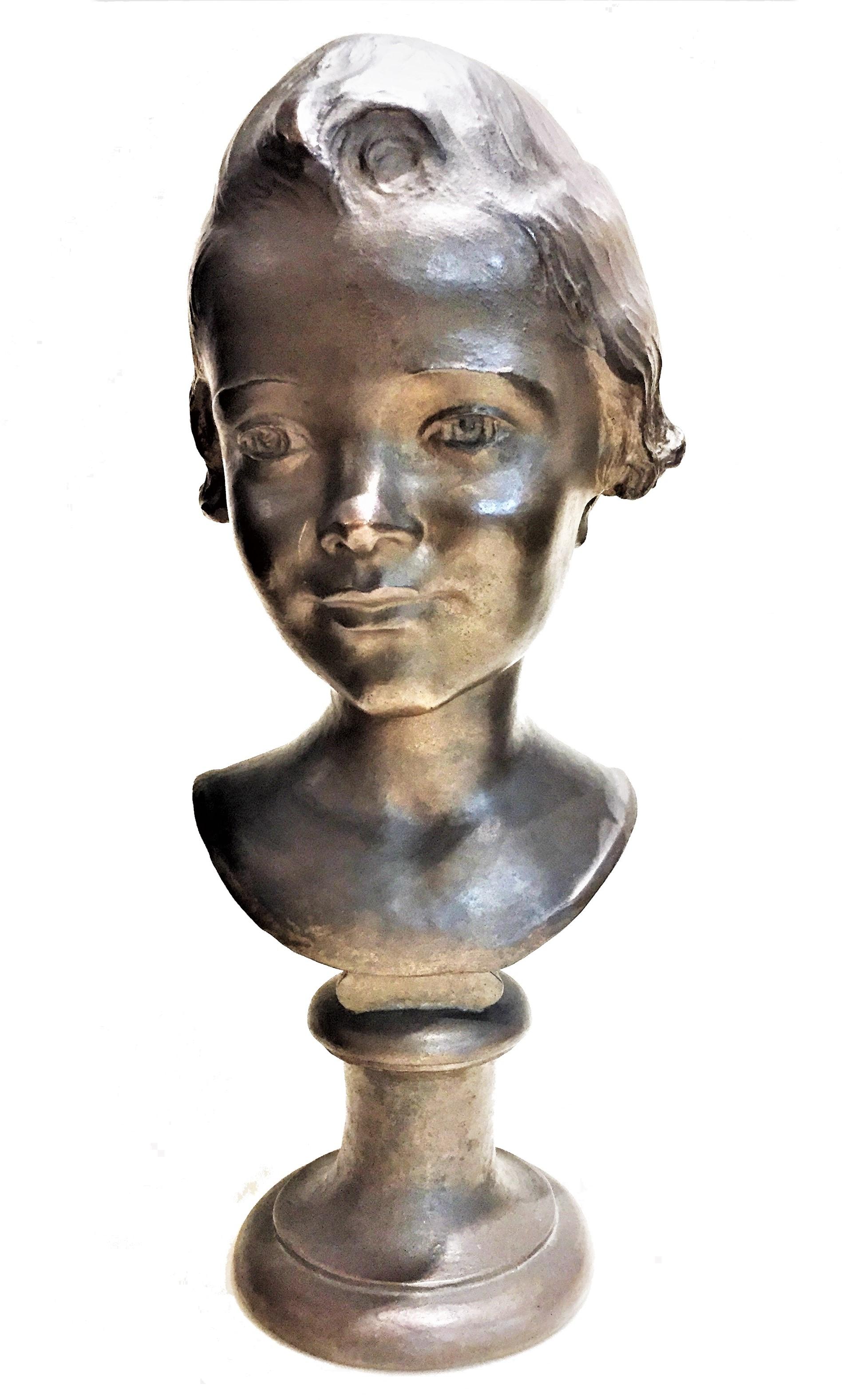 Signed under right shoulder: Mabel Conkling 
Engraved under left shoulder: Natalie

Mabel Conkling (1871-1966) was an American sculptor, who was very prolific during the Art Deco period. Known for her public sculptures, especially fountains with