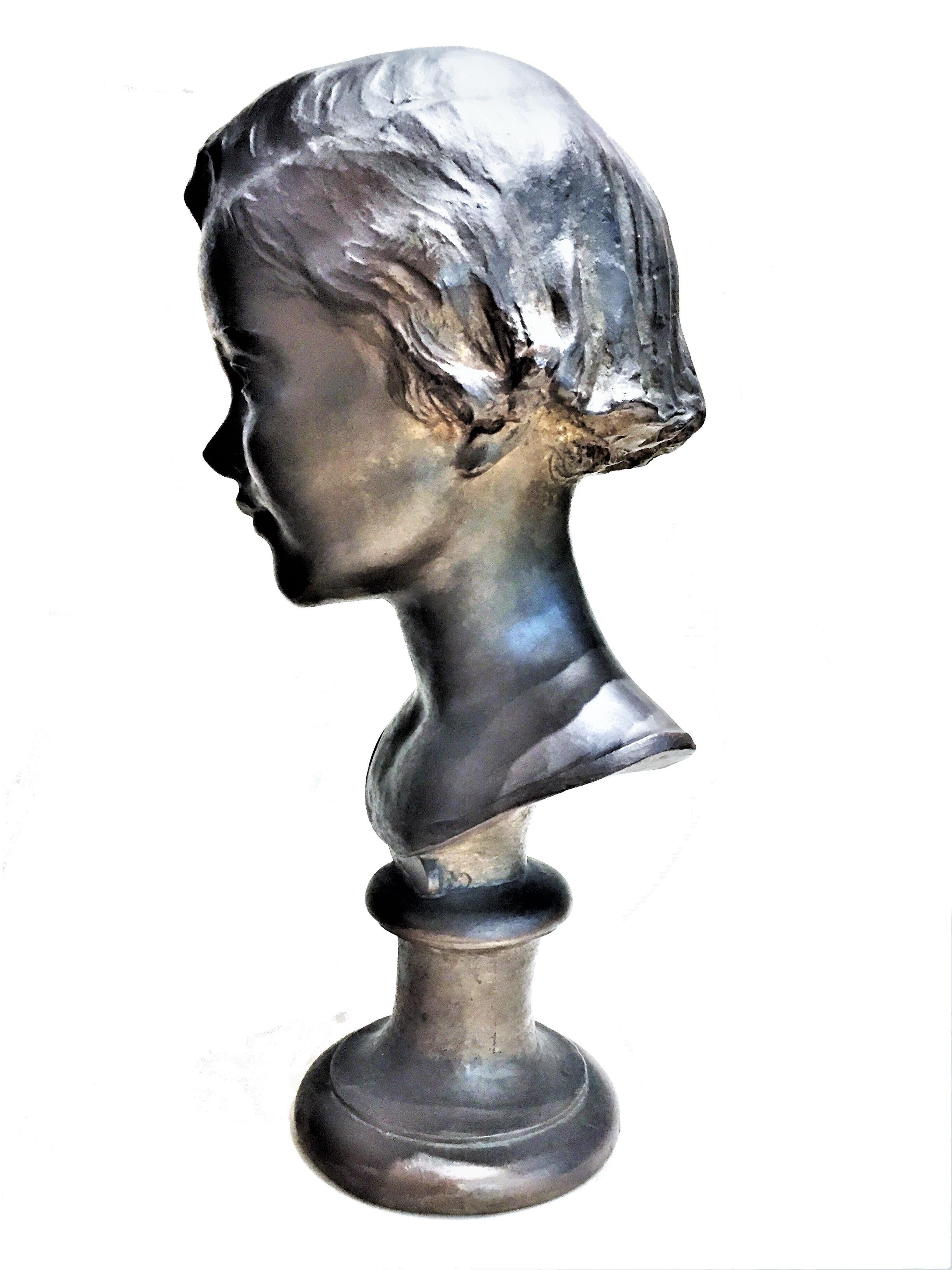 Early 20th Century Mabel Conkling, Natalie, American Art Deco Patinated Bronze Portrait Bust, 1920s