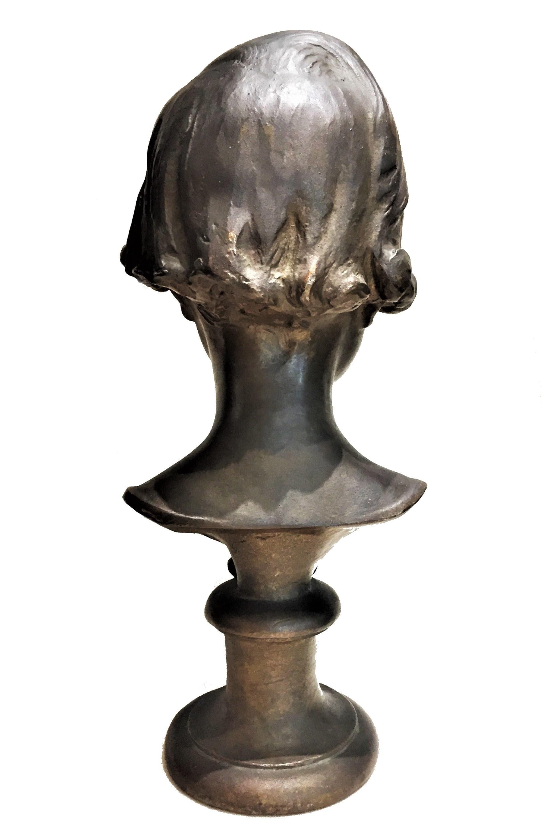 Mabel Conkling, Natalie, American Art Deco Patinated Bronze Portrait Bust, 1920s 1