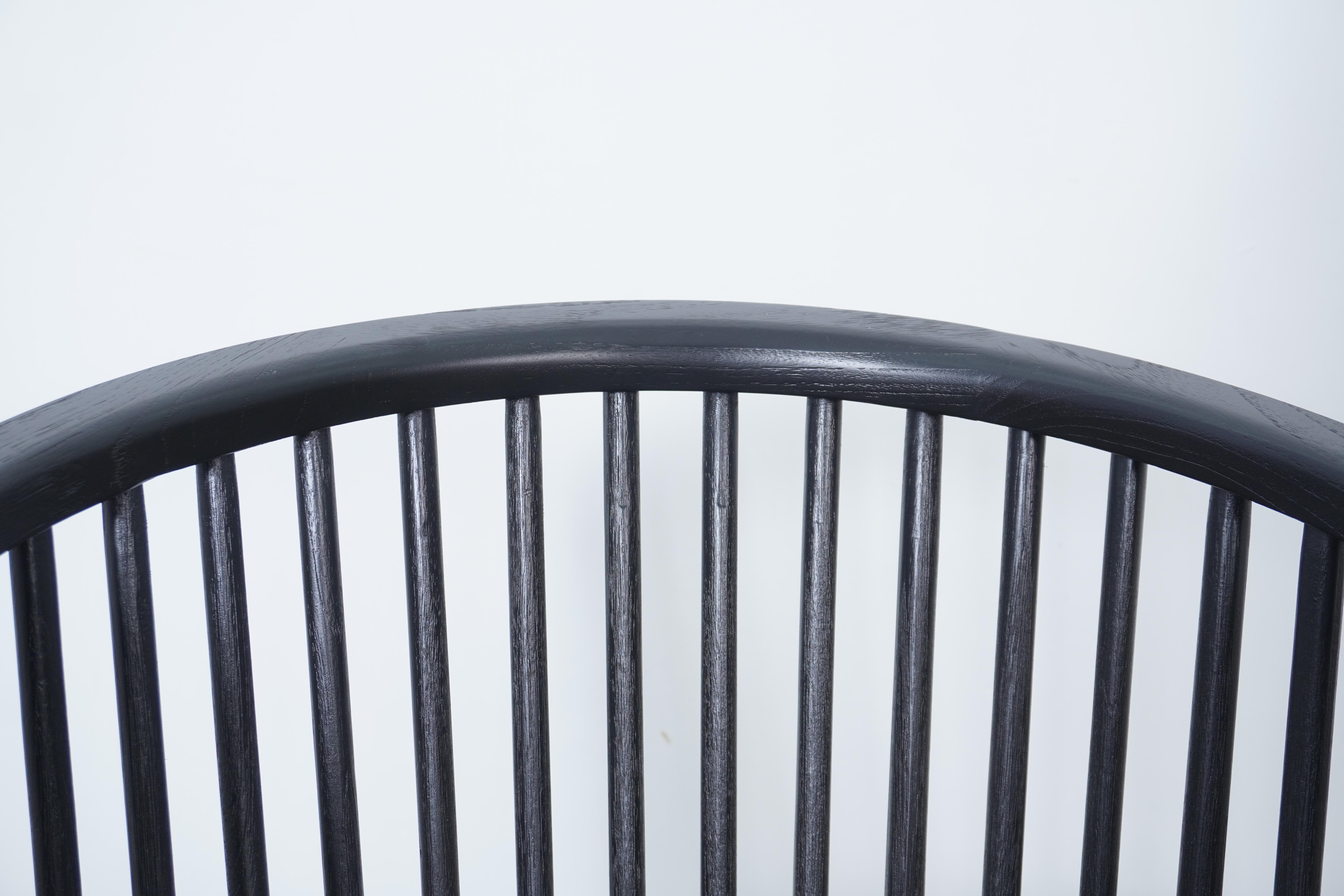 Modern Danish Peasant Dining Chair, Teak in Black Finish. Set of 6 chairs For Sale 6