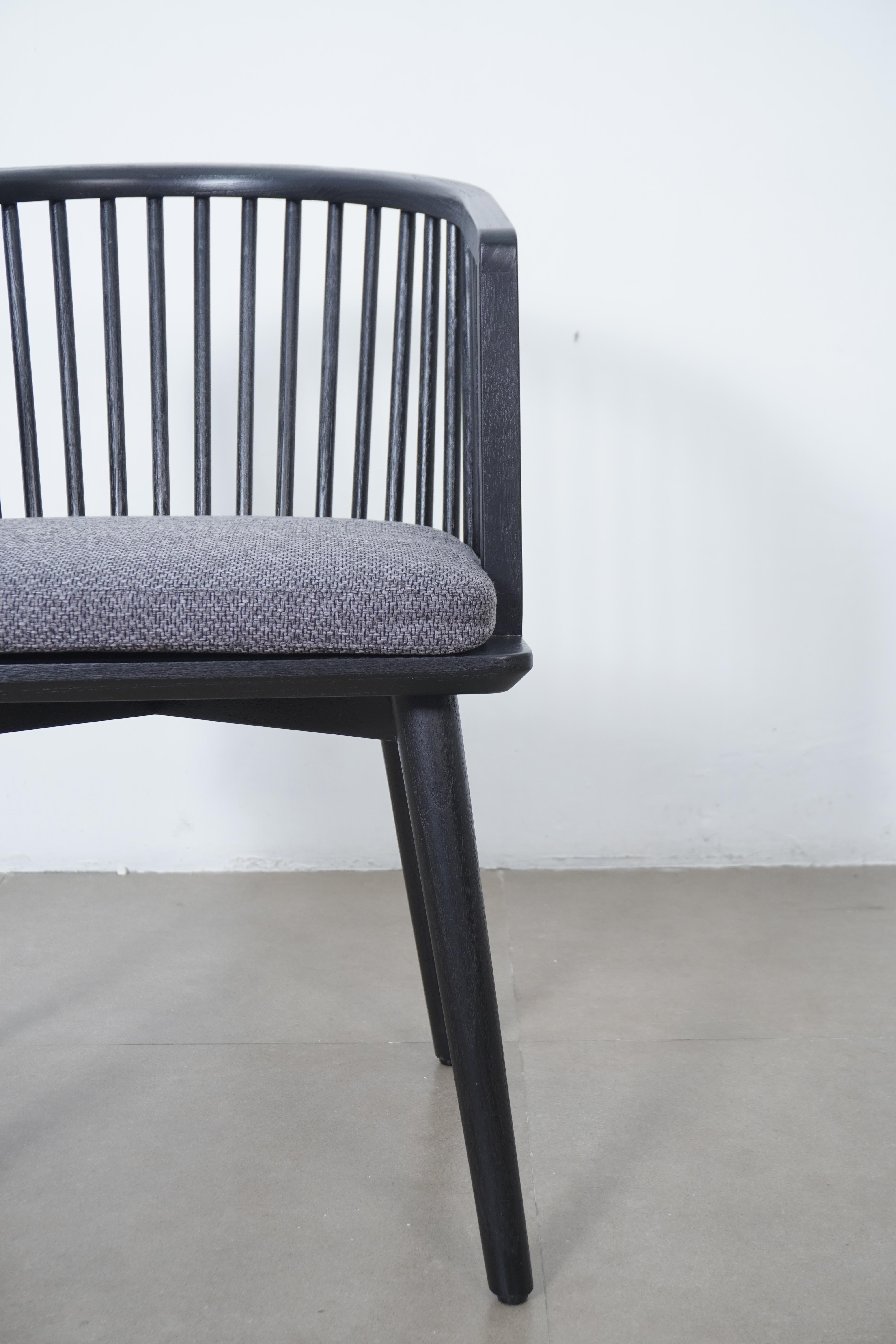 Modern Danish Peasant Dining Chair, Teak in Black Finish. Set of 6 chairs For Sale 6
