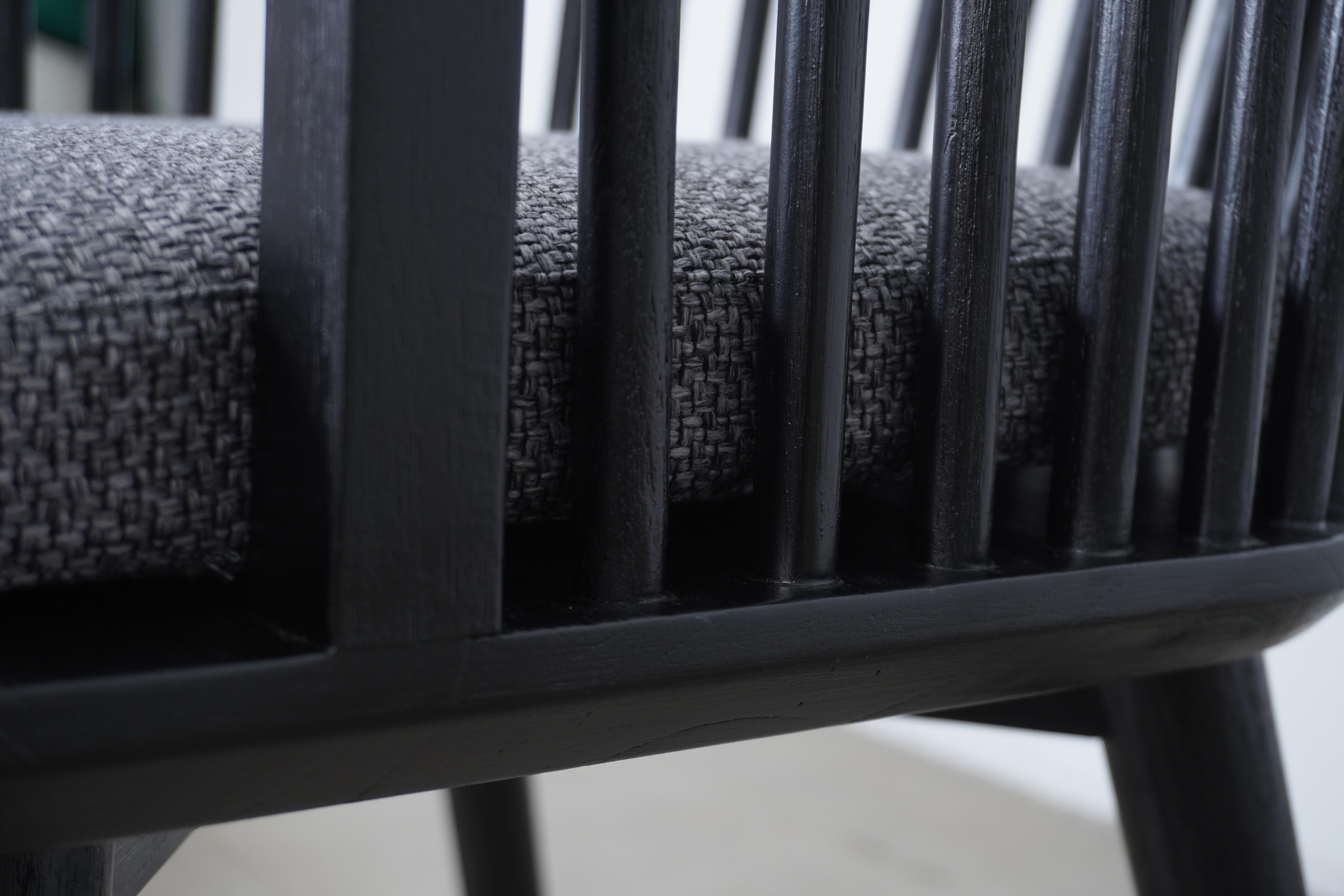 Modern Danish Peasant Dining Chair, Teak in Black Finish. Set of 6 chairs For Sale 9