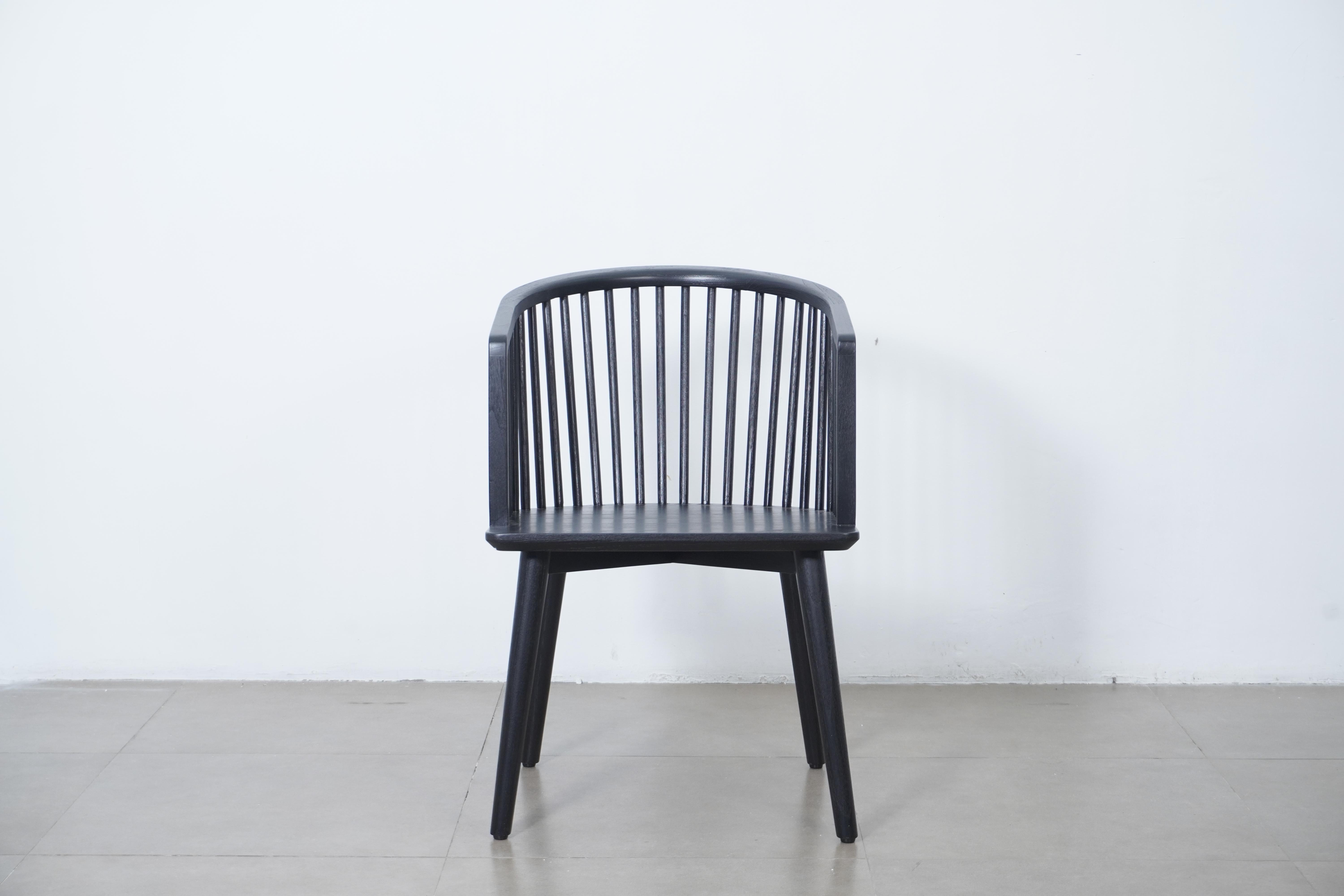 Modern Danish Peasant Dining Chair, Teak in Black Finish. Set of 6 chairs For Sale 10