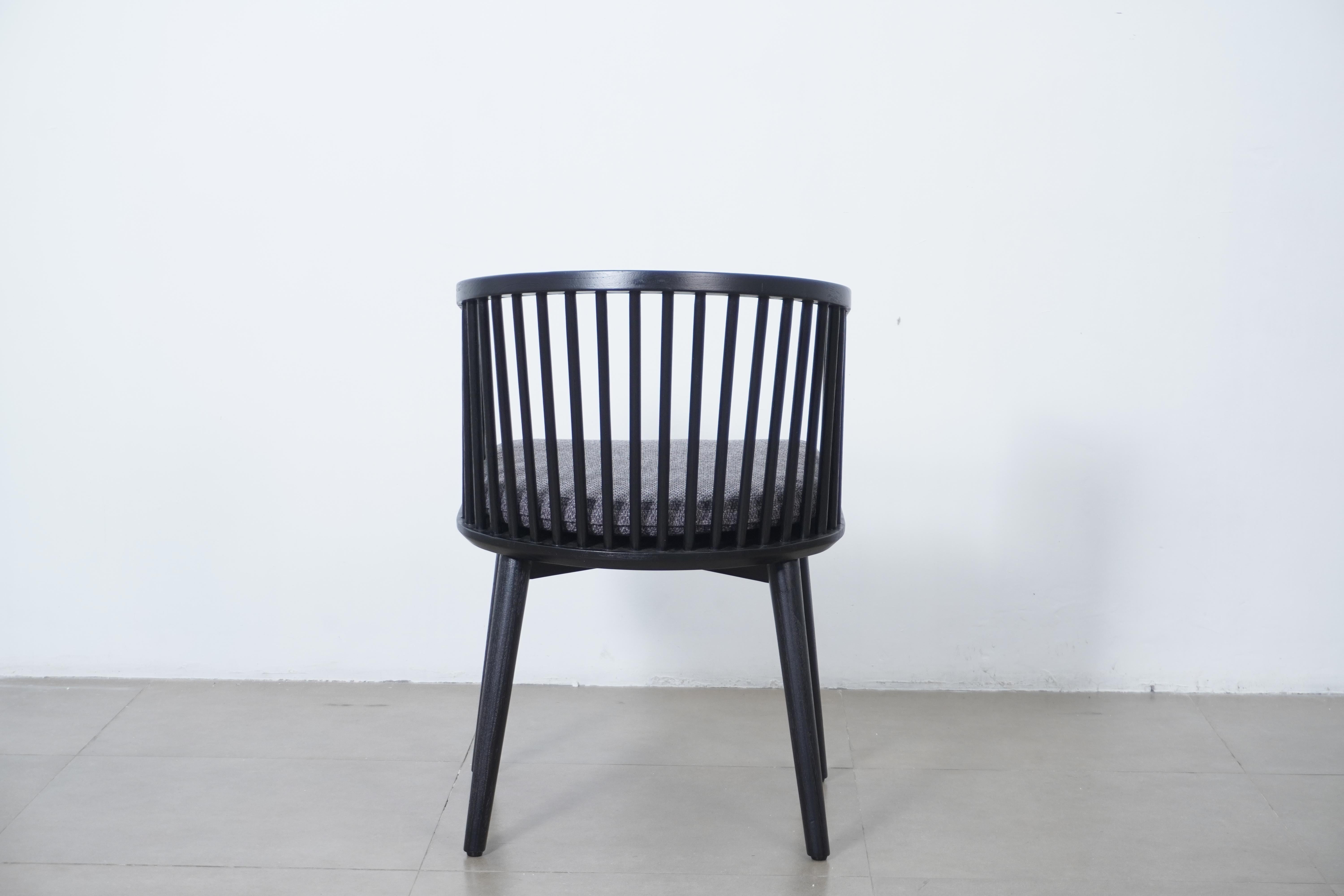Javanese Modern Danish Peasant Dining Chair, Teak in Black Finish. Set of 6 chairs For Sale