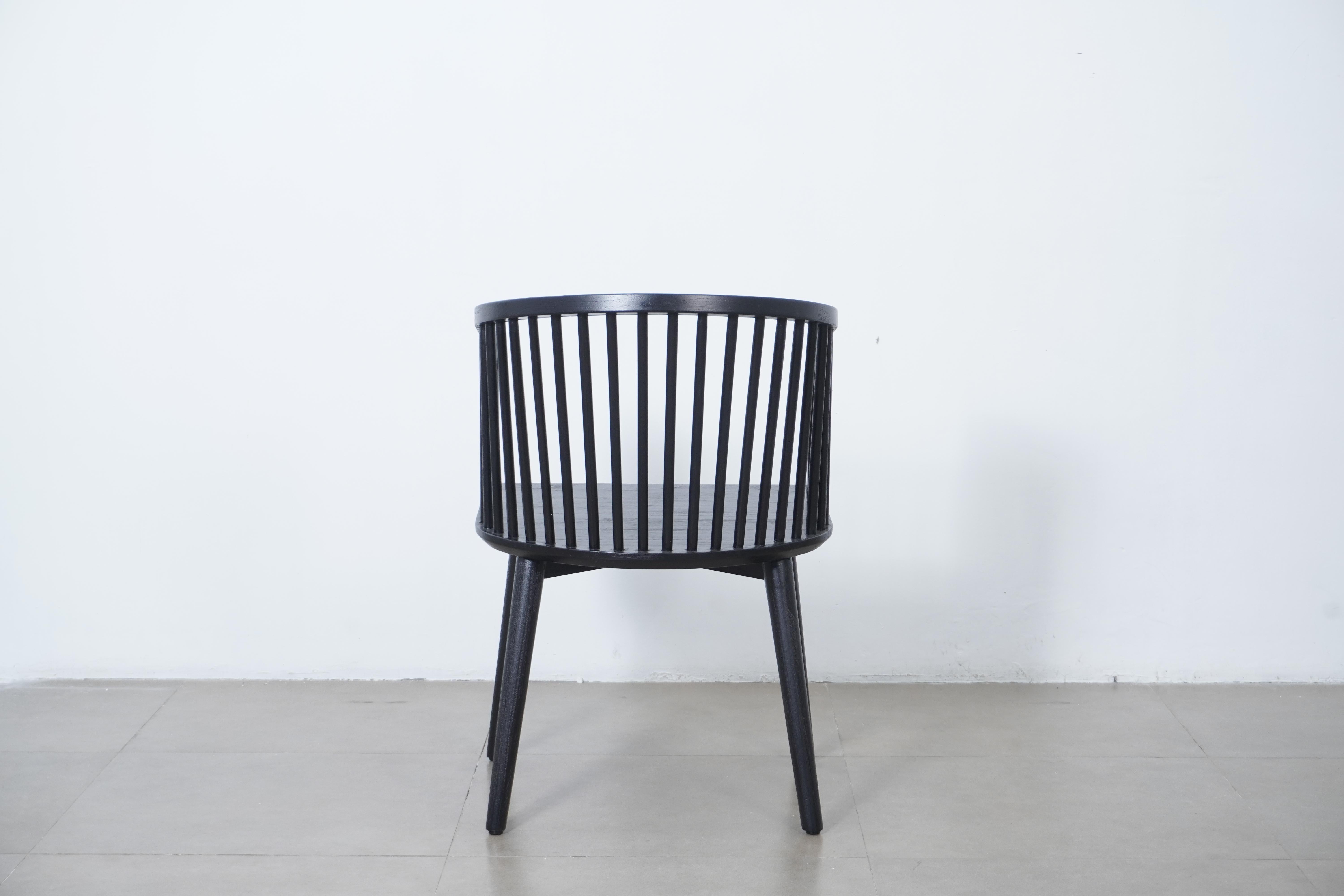 Contemporary Modern Danish Peasant Dining Chair, Teak in Black Finish. Set of 6 chairs For Sale