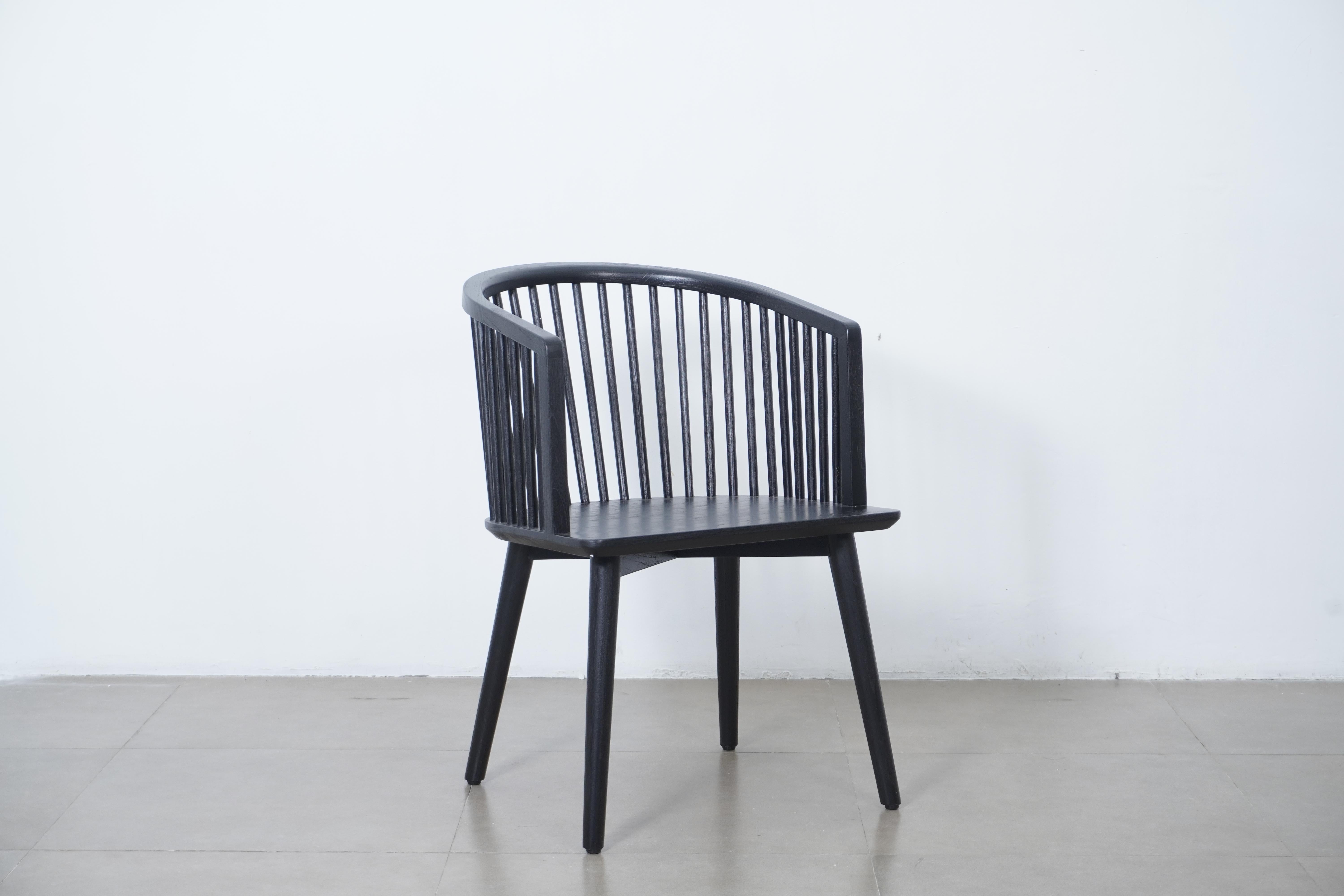 Modern Danish Peasant Dining Chair, Teak in Black Finish. Set of 6 chairs For Sale 1