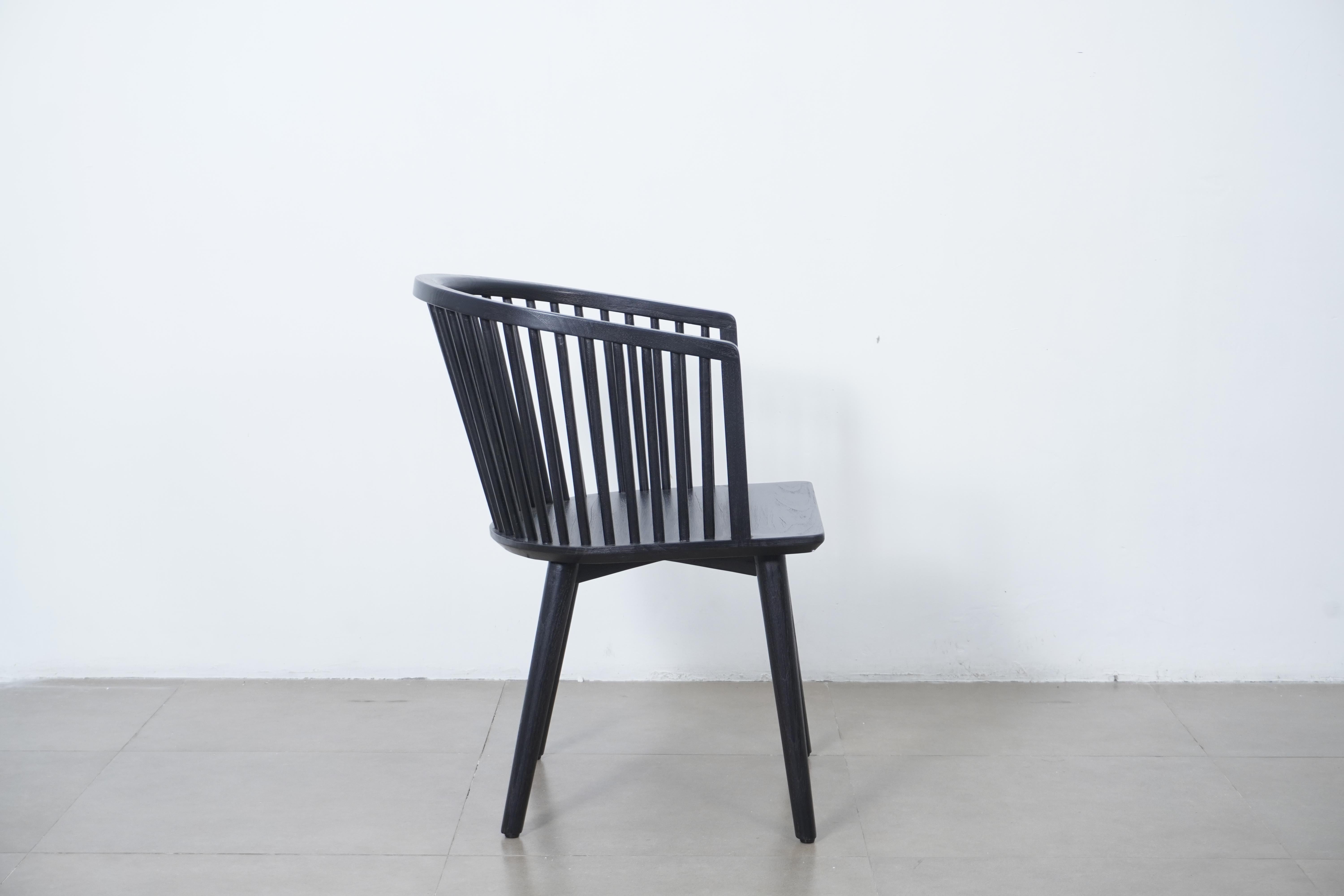 Modern Danish Peasant Dining Chair, Teak in Black Finish. Set of 6 chairs For Sale 3