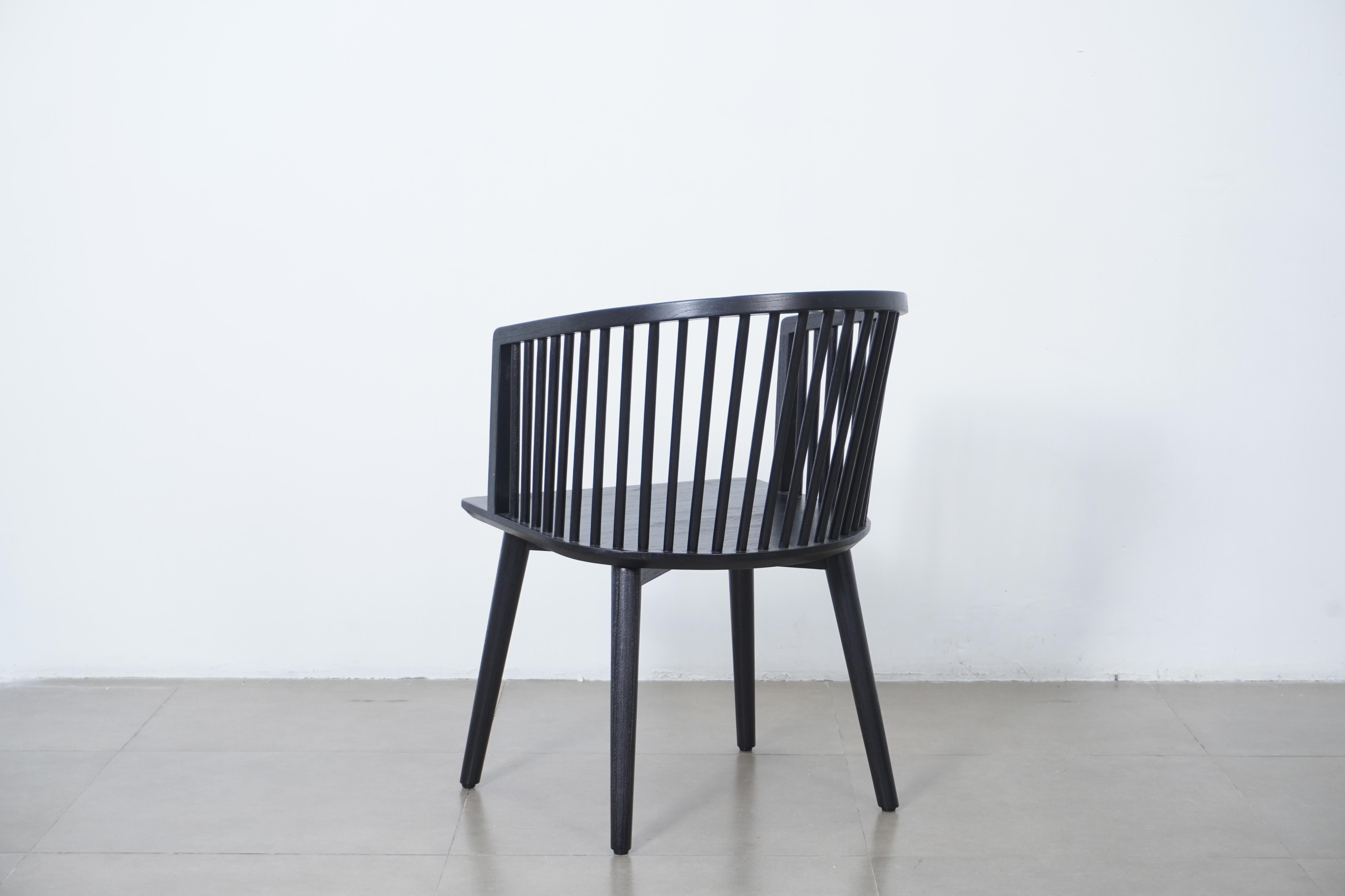 Modern Danish Peasant Dining Chair, Teak in Black Finish. Set of 6 chairs For Sale 3