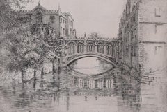 Bridge of Sighs, St John's College, Cambridge etching by Mabel Oliver Rae