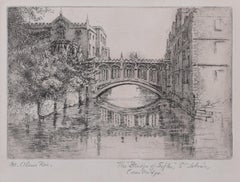 Bridge of Sighs, St John's College, Cambridge etching by Mabel Oliver Rae