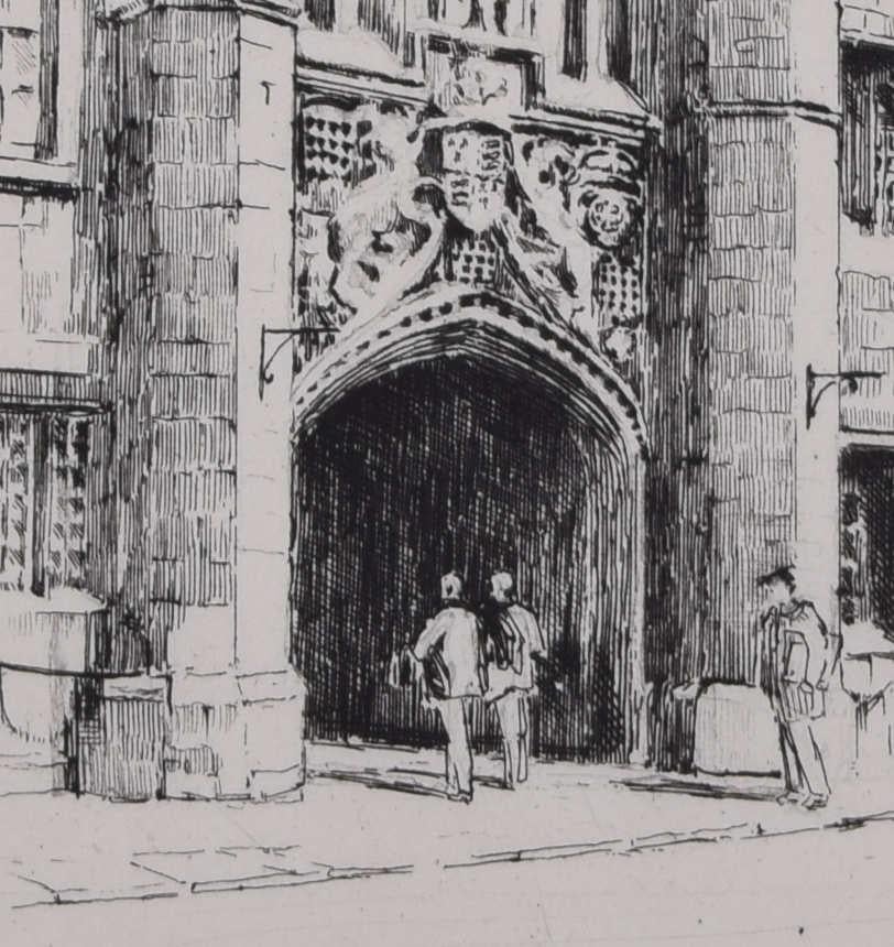 Christ's College Gate, Cambridge, etching by Mabel Oliver Rae For Sale 1