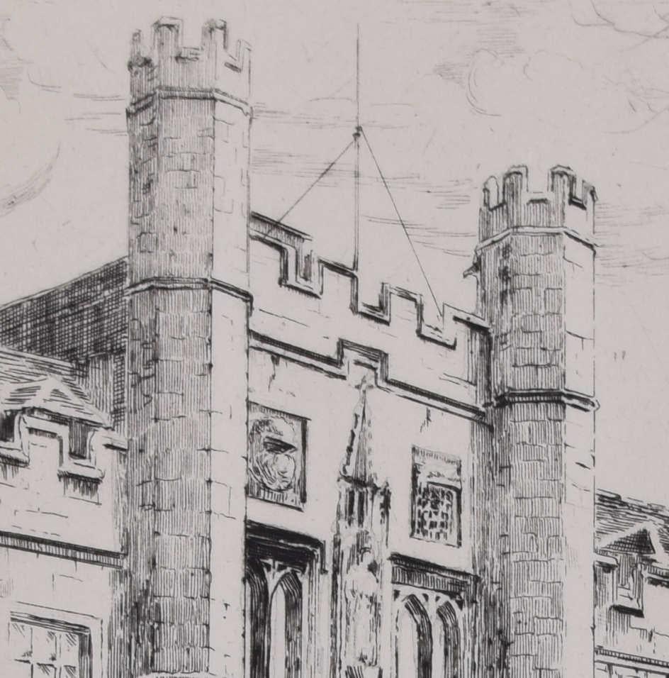 Christ's College Gate, Cambridge, etching by Mabel Oliver Rae For Sale 2