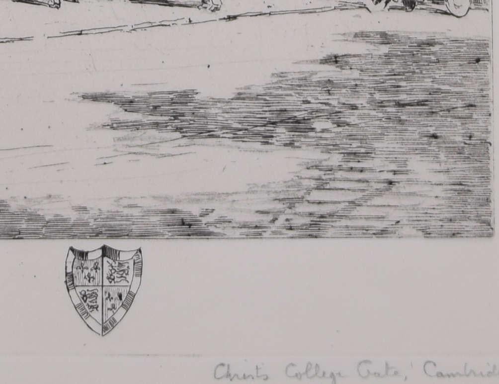 Christ's College Gate, Cambridge, etching by Mabel Oliver Rae For Sale 4