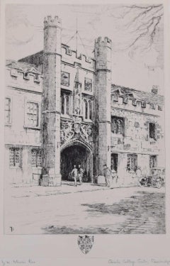 Christ's College Gate, Cambridge, etching by Mabel Oliver Rae
