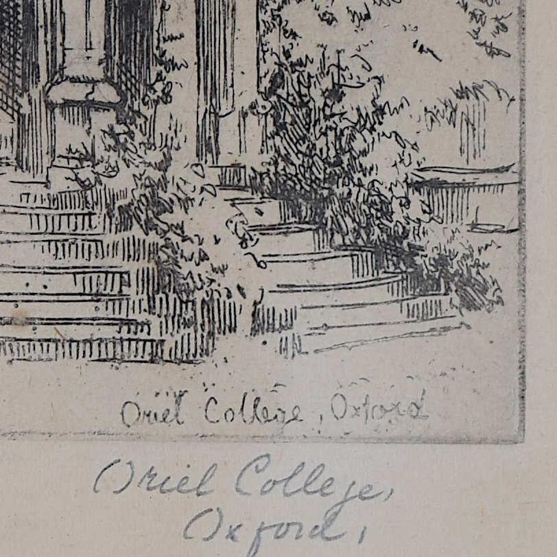 Oriel College, Oxford, etching by Mabel Oliver Rae For Sale 2