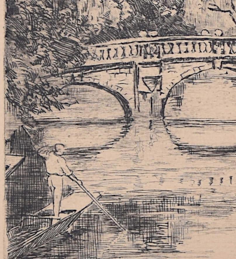 Mabel Oliver Rae, etching of Clare Bridge, Cambridge For Sale 4