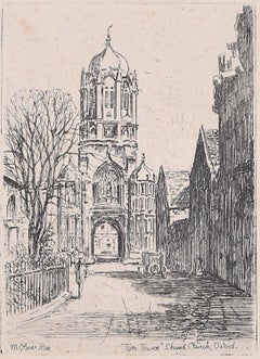 Mabel Oliver Rae, etching of Tom Tower, Oxford