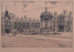 Mabel Oliver Rae, Trinity College Cambridge Great Court Etching (c.1920)