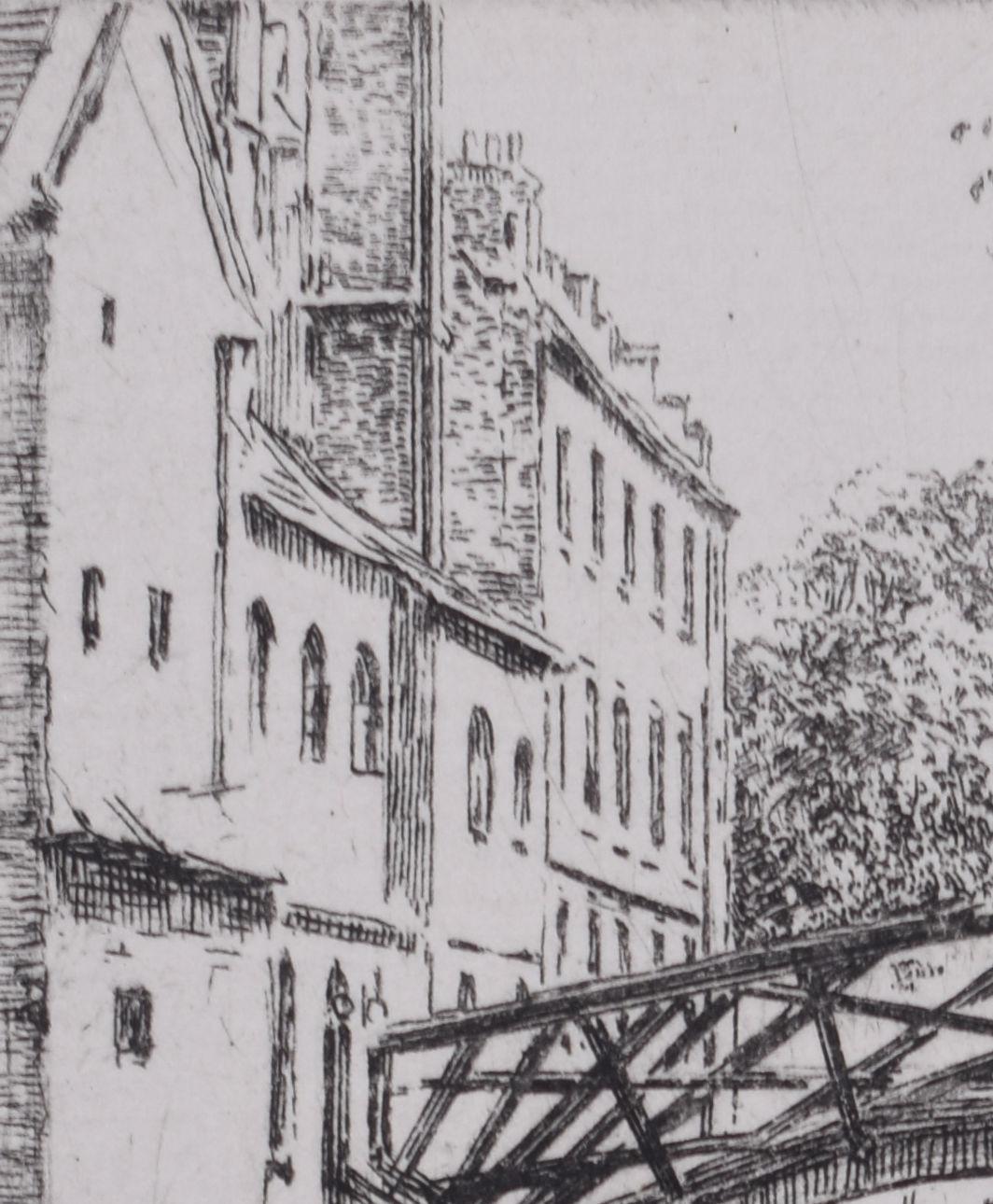 Puente Matemático Queen's College, Cambridge Aguafuerte de Mabel Oliver Rae en venta 1