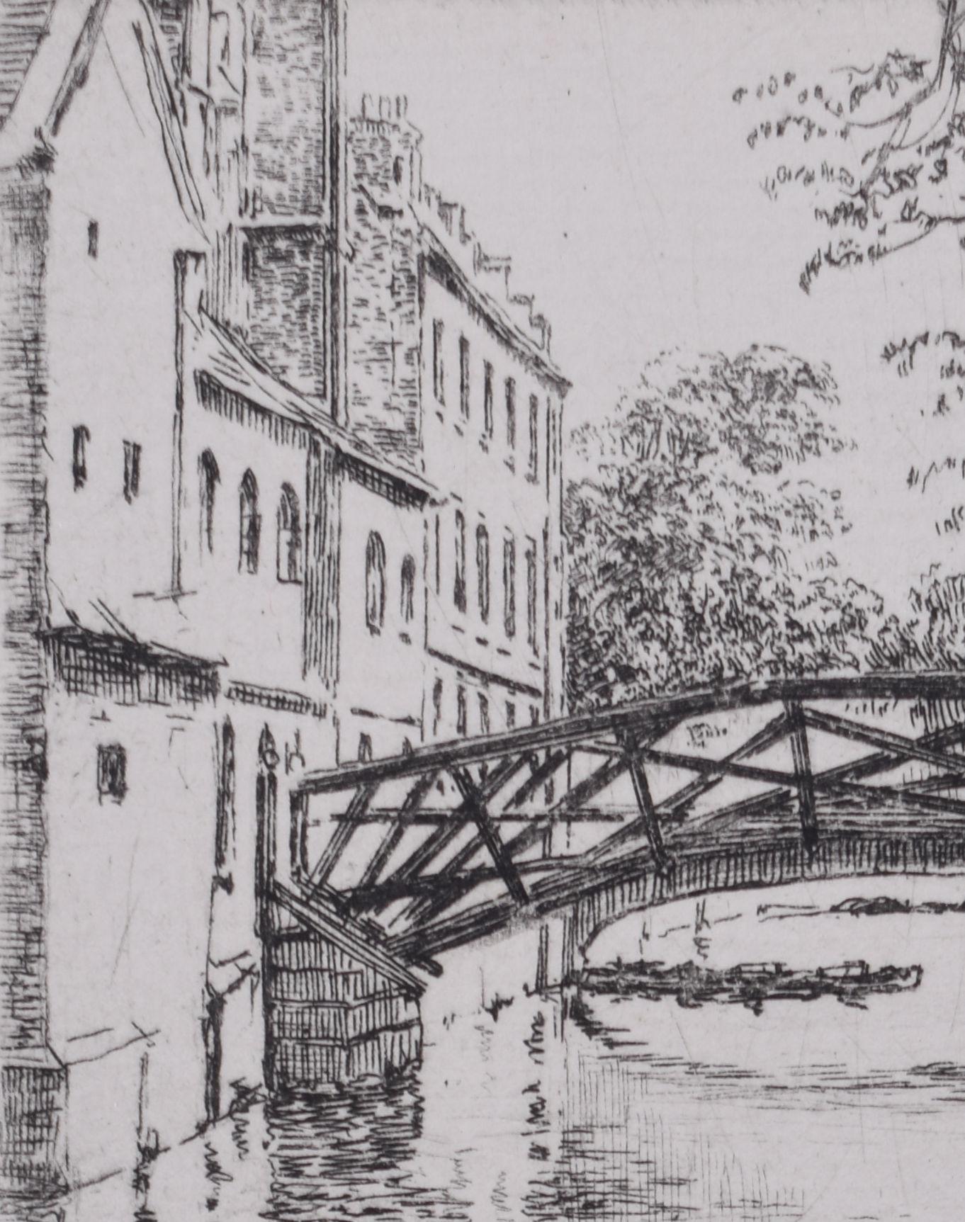 Puente Matemático Queen's College, Cambridge Aguafuerte de Mabel Oliver Rae en venta 3