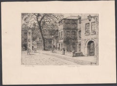Westminster School, London, signed etching by Mabel Oliver Rae, circa 1920